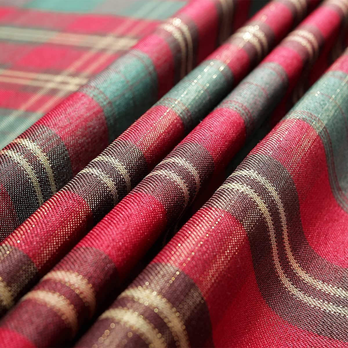 Christmas Tablecloth Red,Plaid Rectangle Xmas Metallic Fabric Table Cloth Dust-Proof Wrinkle Resistant Heavy Weight Polyester Table Cloths for Holiday Kitchen Dinning Tabletop(60" x 120")