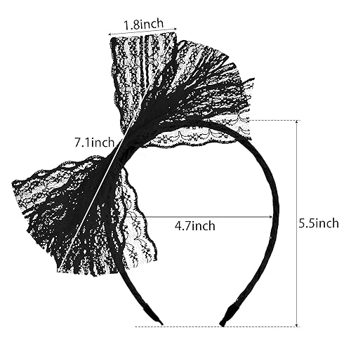 Miniatura 2 de SUMERSHA Diadema de lazo de encaje neón para mujer, disfraz de los años 80, accesorio para el cabello para fiesta temática de los años 80, aro de