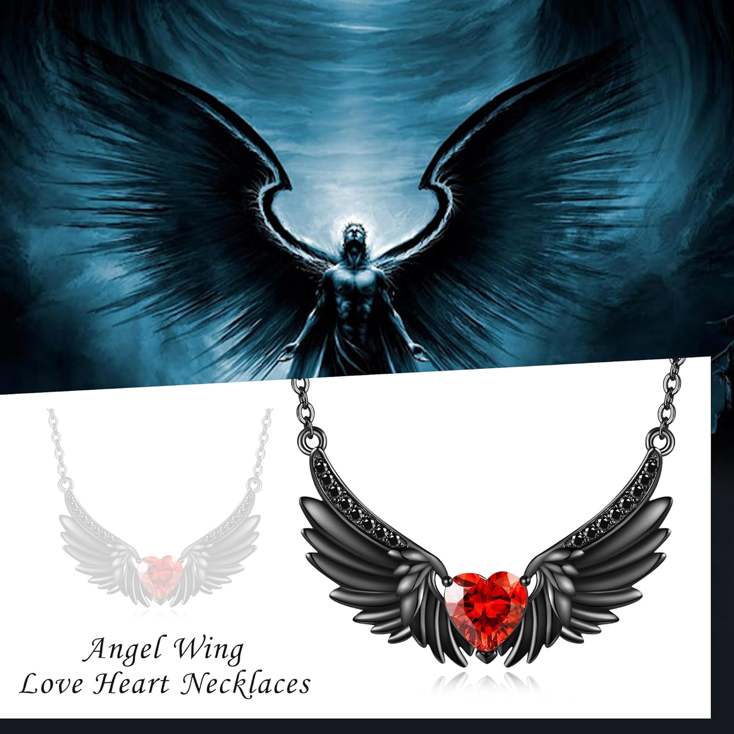 URONE Angel Wings Necklaces for Women Sterling Silver Fashion Angel Pendant Angel Jewelry Gift for Women - Image 6