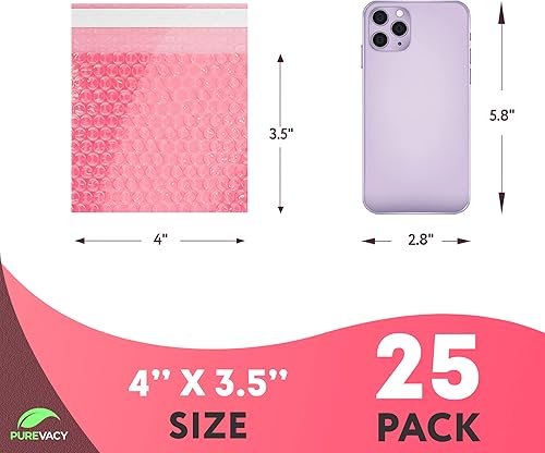 Miniatura 2 de PUREVACY Anti-Static Pink Bubble Out Bags 450 pcs 7 x 115 Packing Bubble Bags for Shipping Waterproof Self Seal Bubble Pouches PE Bubble Cushioning