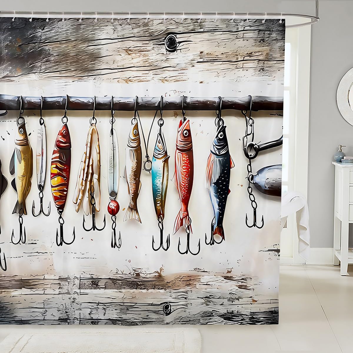 bass fish bathroom accessories Amazon.com: Feelyou Kids Fish Hook Bath Curtain Bass Fish Shower Curtain  Rustic Lake Fishing Bathroom Accessories Boys Girls Farmhouse Teens Bedroom  Decor 72