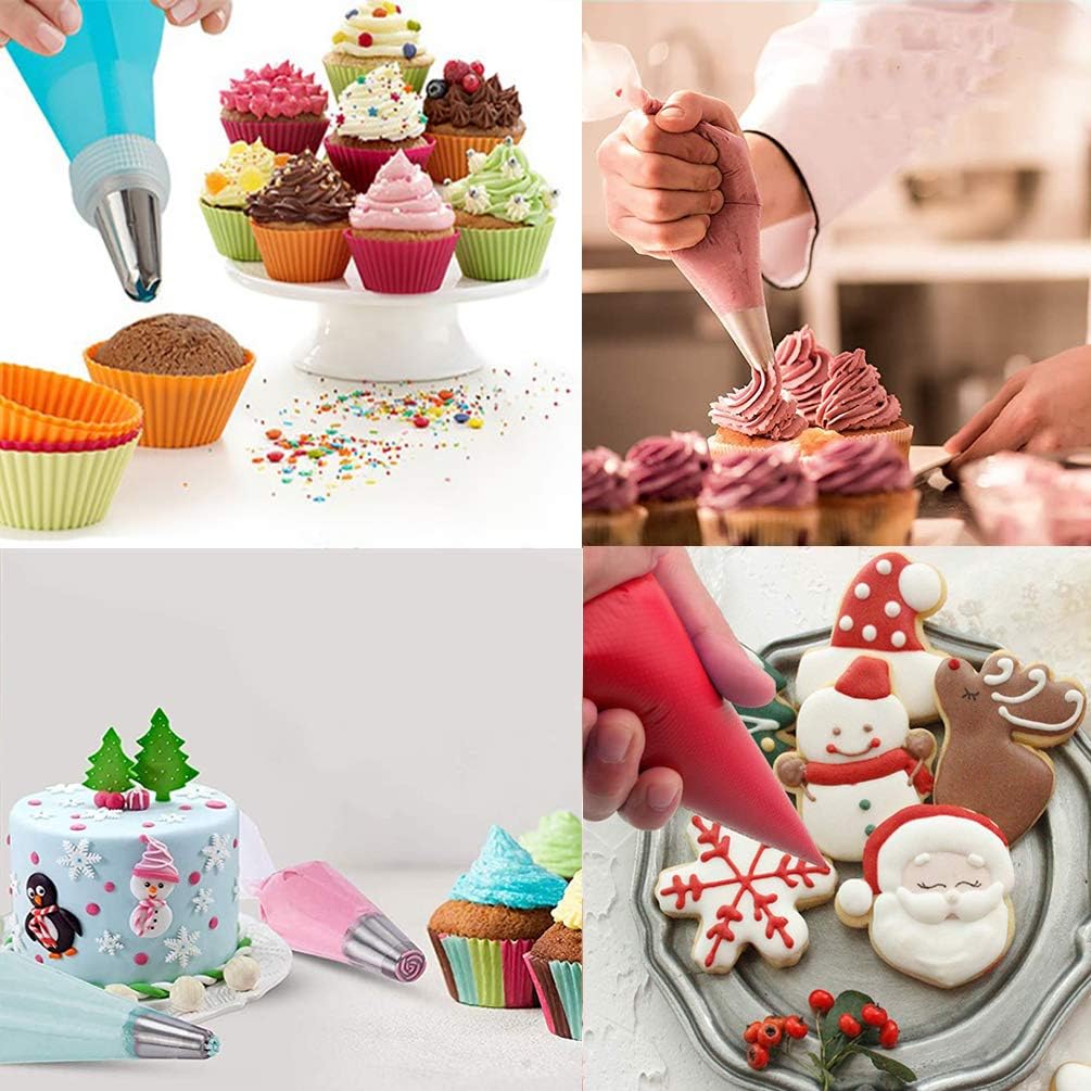 122Pieces Tipless Piping Bags - 100pcs Disposable Piping Pastry Bag for Royal Icing/Cookies Decorating - 10 Pastry Bag Ties,10 Clips &2 Scriber Needle - Best Cookie/Cake Decorating Tools (16 Inch) image 5