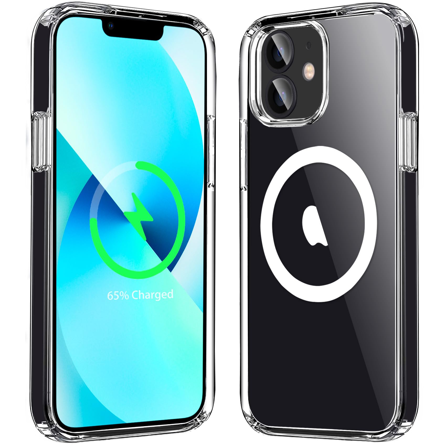 Magnetic Case Compatible with iPhone 13 Case Compatible with MagSafe Wireless Charging Transparent Anti-Scratch Back Shockproof Protective Slim