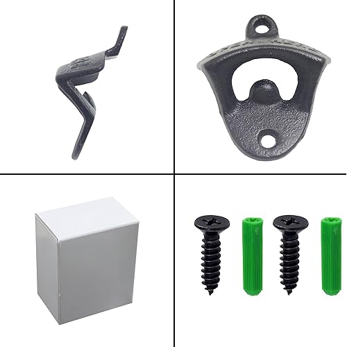 Miniatura 4 de Abrebotellas de cerveza de hierro fundido negro, 24 unidades, montado en la pared, abrebotellas a granel para bricolaje bar madera