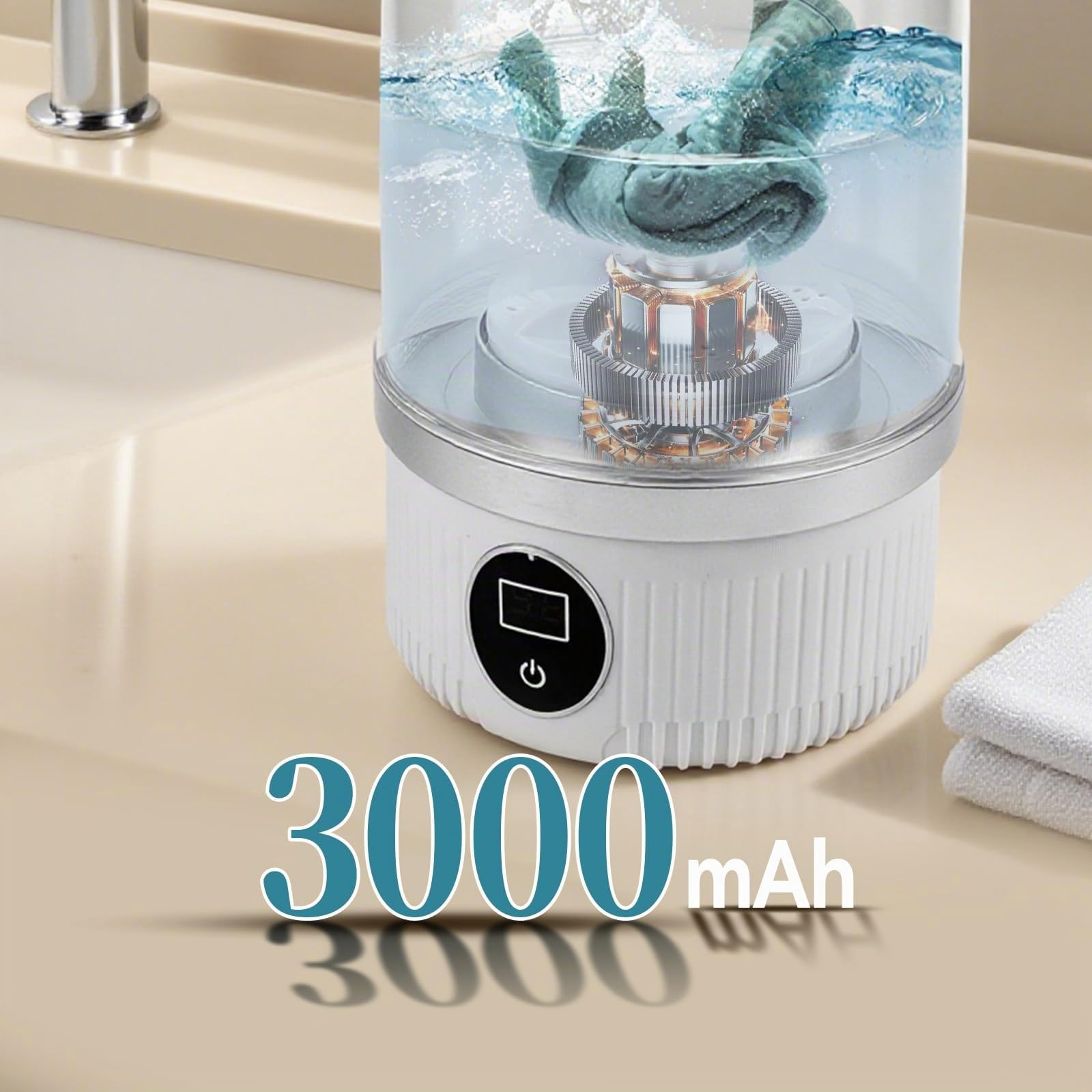 Mini machine à laver portable, machine à laver pour sous-vêtements, laveuse compacte rechargeable sans fil, 2 modes, convient pour les soutiens-gorge, sous-vêtements, chaussettes, pour appartement