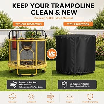 55 Round Kids Trampoline Cover, 600D with Drawstring & Buckles