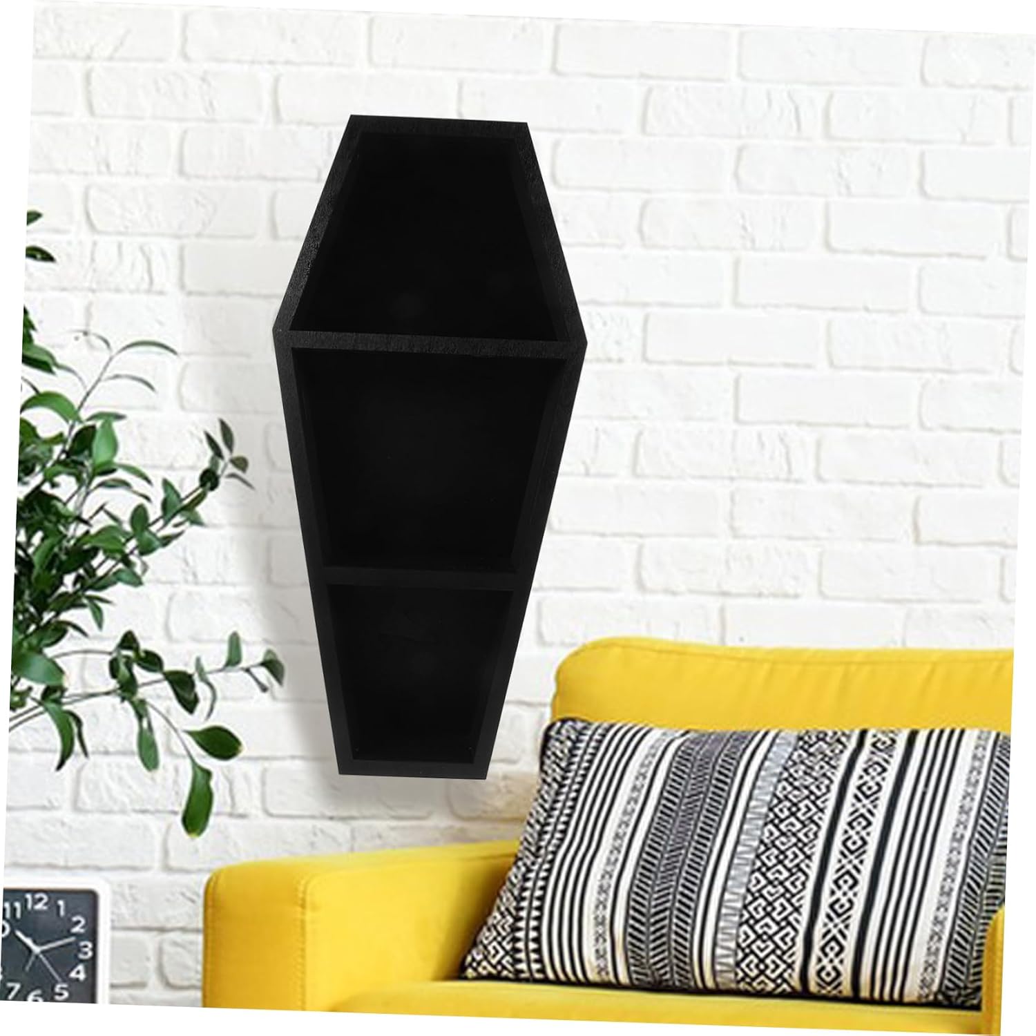 ABOOFAN Coffin Shelf Wooden Storage for Spooky Decor Versatile Tabletop Wall Hanging Display Gothic Style Organizer for Halloween Everyday Use