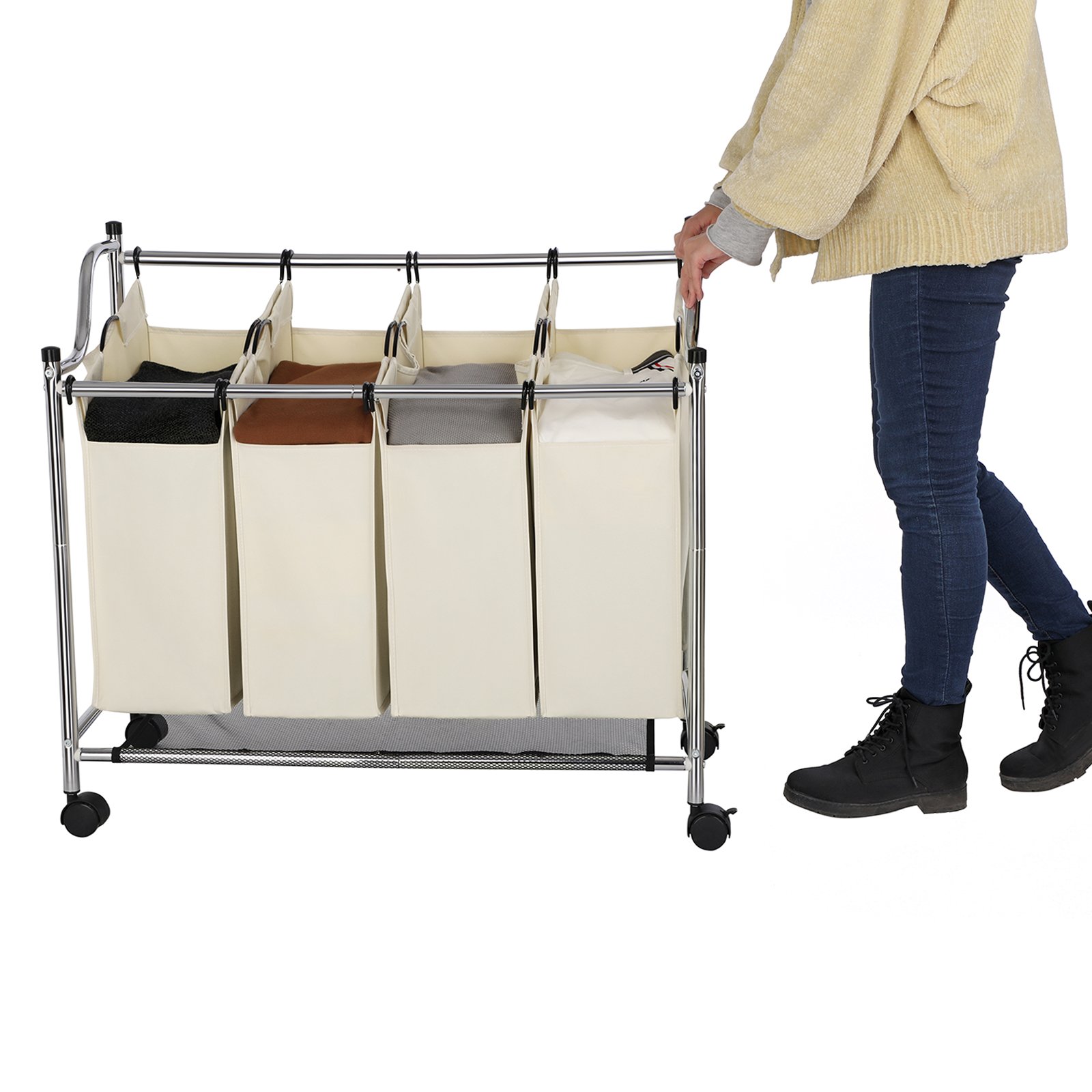 Buy SONGMICS Laundry Basket, Laundry Sorter on Wheels, Laundry Trolley