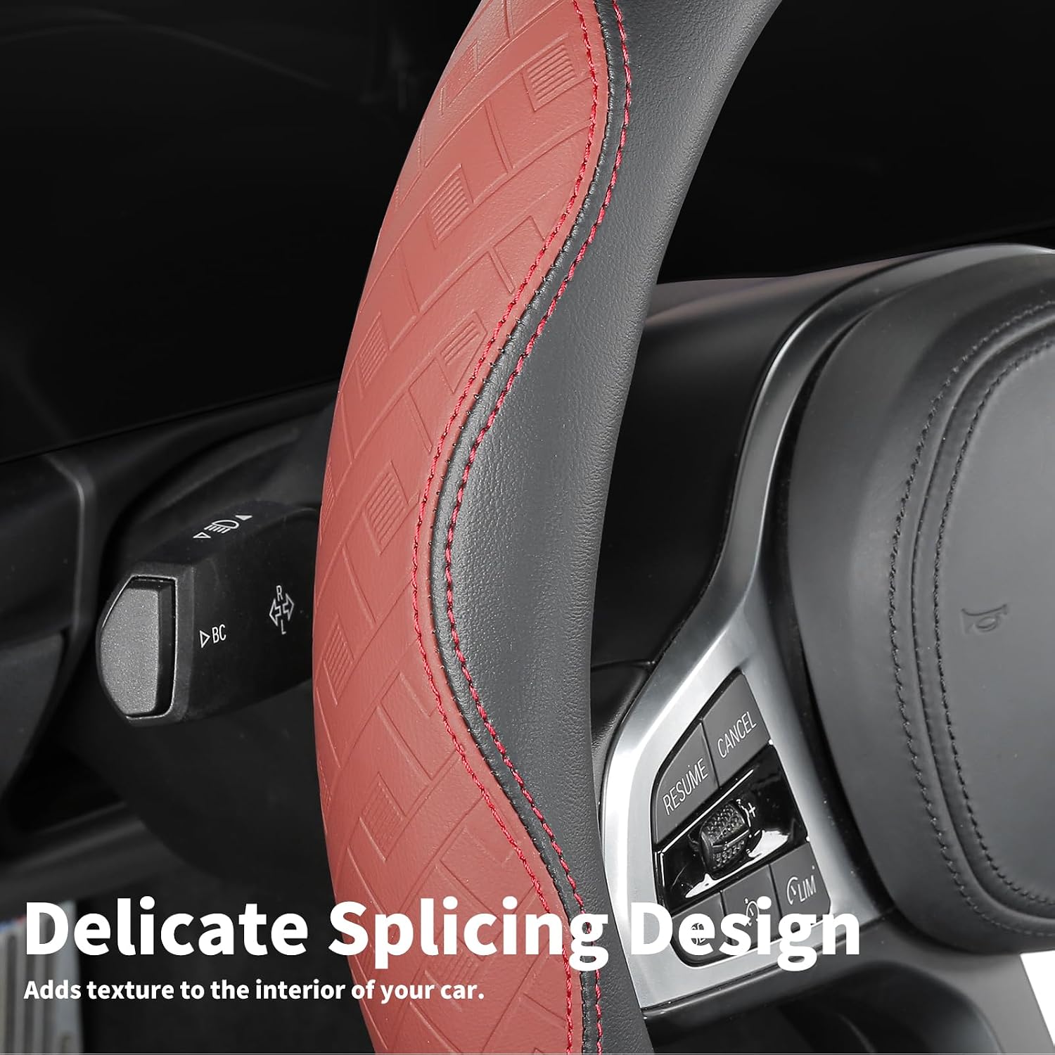 Custom-Fit for Infiniti Steering Wheel Cover, Leather Double Sided Car Steering Wheel Covers, Breathable Anti-Slip, for Infiniti Accessories (I-Red)