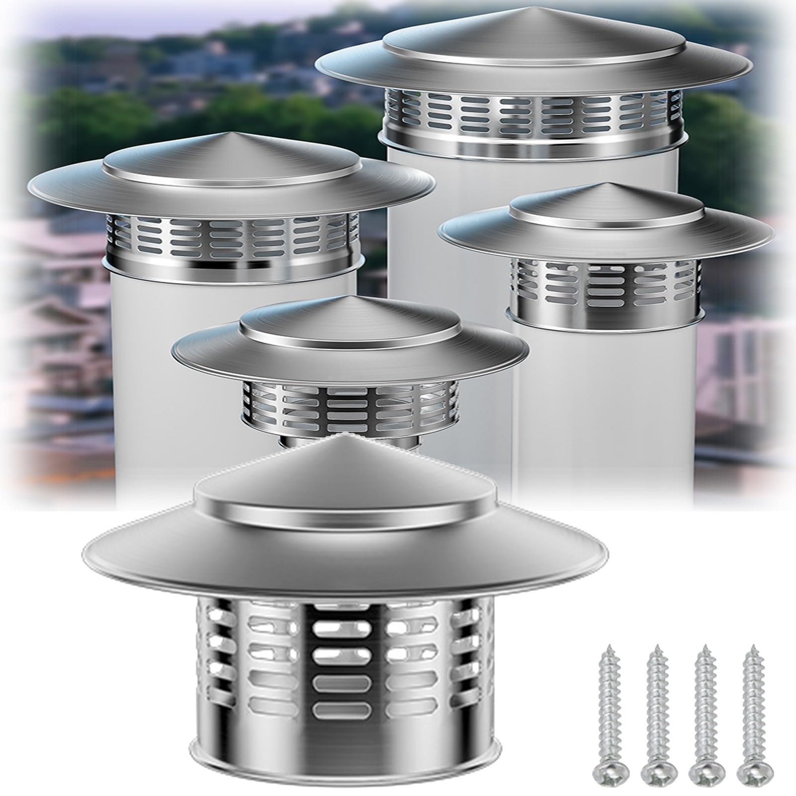 KGLHJDY Roof Chimney Cowl Stainless Steel Rain Cover Windproof Cap Chimney Cowl for Wood/Oil Stove Vent 75mm 160mm 300mm(110mm/4.33in)
