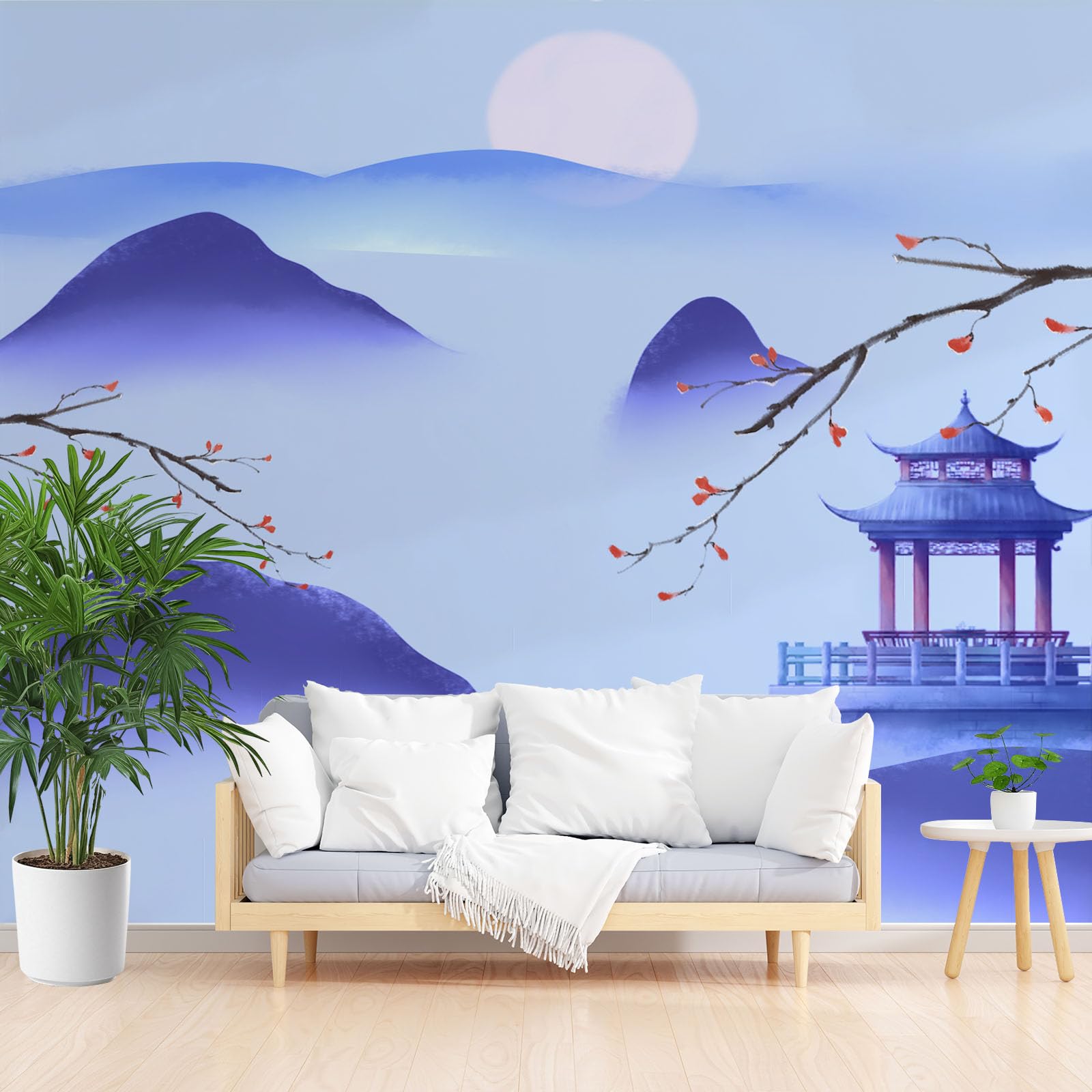Papier Peint Panoramique Poster Mural 3D Bleu Masquage Imperfection Mur 450x315