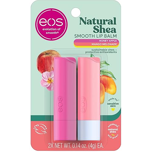 eos Natural Shea Lip Balm, Honey Apple & Mango Melonade, All-Day Moisture, Lip Care Products, 0.14 oz, 2-Pack