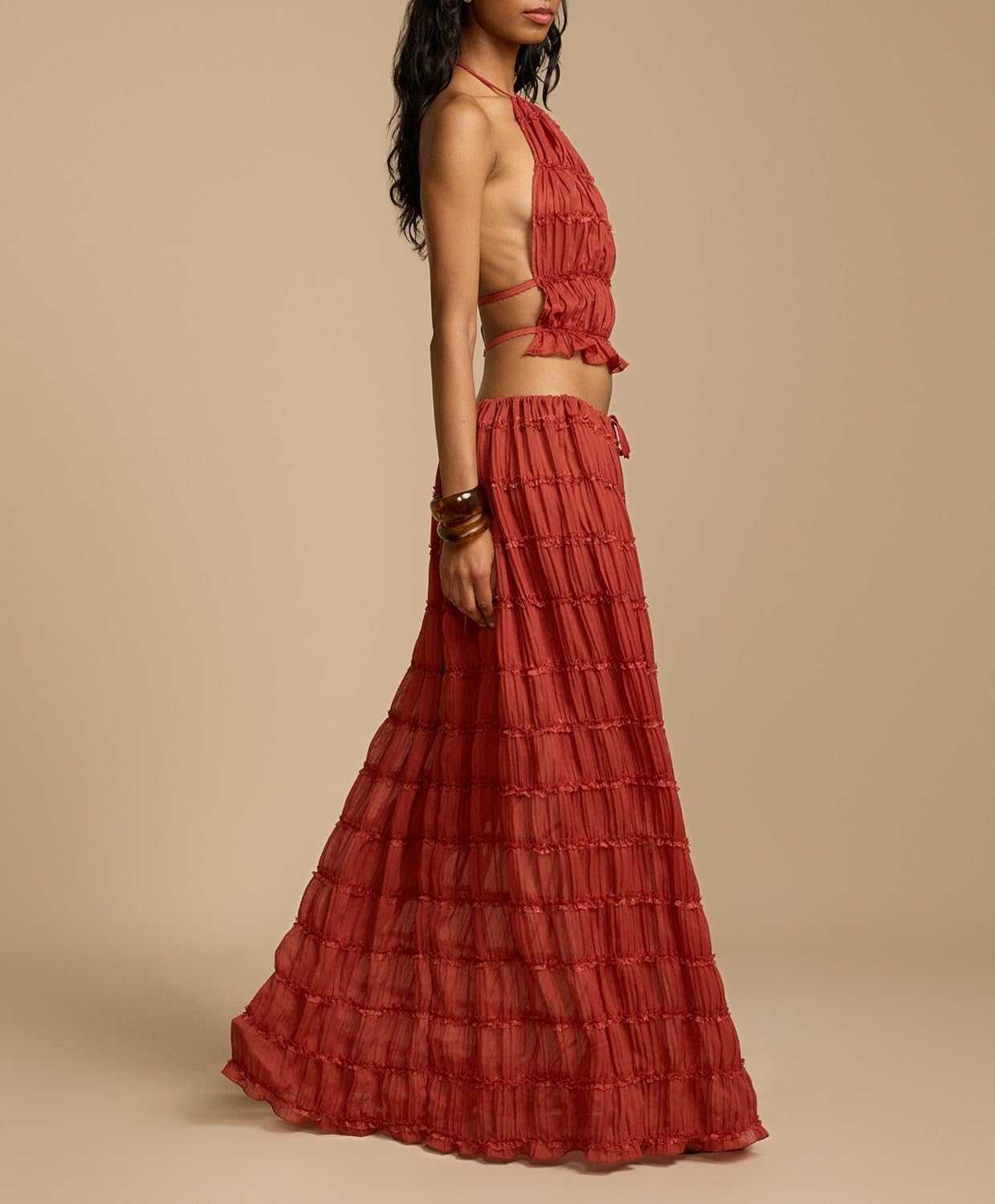 Women Y2K Skirt Set Outfits Strapless Crop Top Bodycon Midi Skirt Dress Sexy 2 Piece Knit Outfits Skirt Summer - Image 4