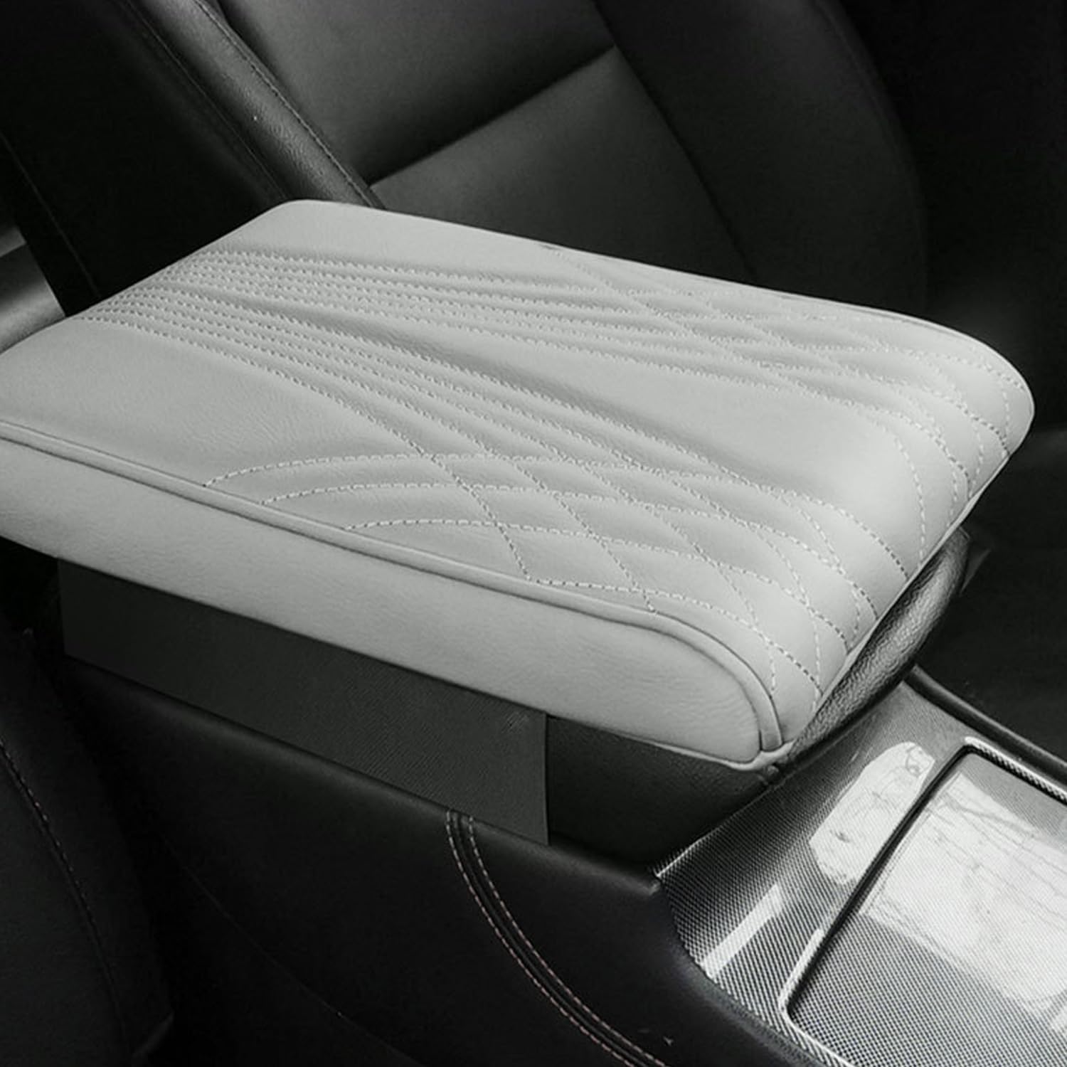 Dewkou Pack1 Car Armrest Box Pad, Memory Foam Leather Car