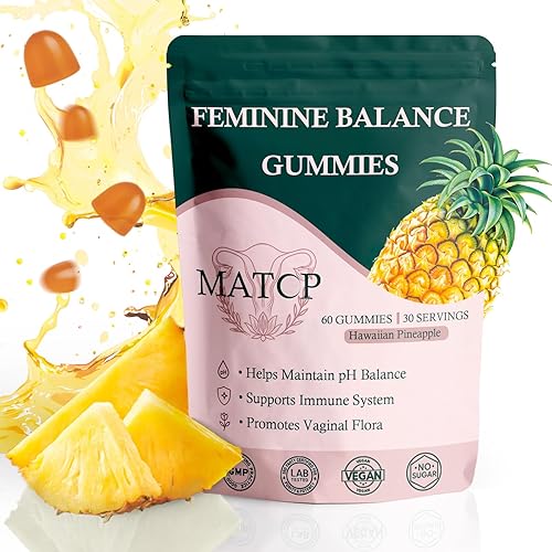 MATOP Gomitas Premium de Equilibrio Femenino para Mujeres - Apoyo al Balance de pH y Probiótico Vaginal con Sabor a Piña Hawaiiana, Vegano, Sin