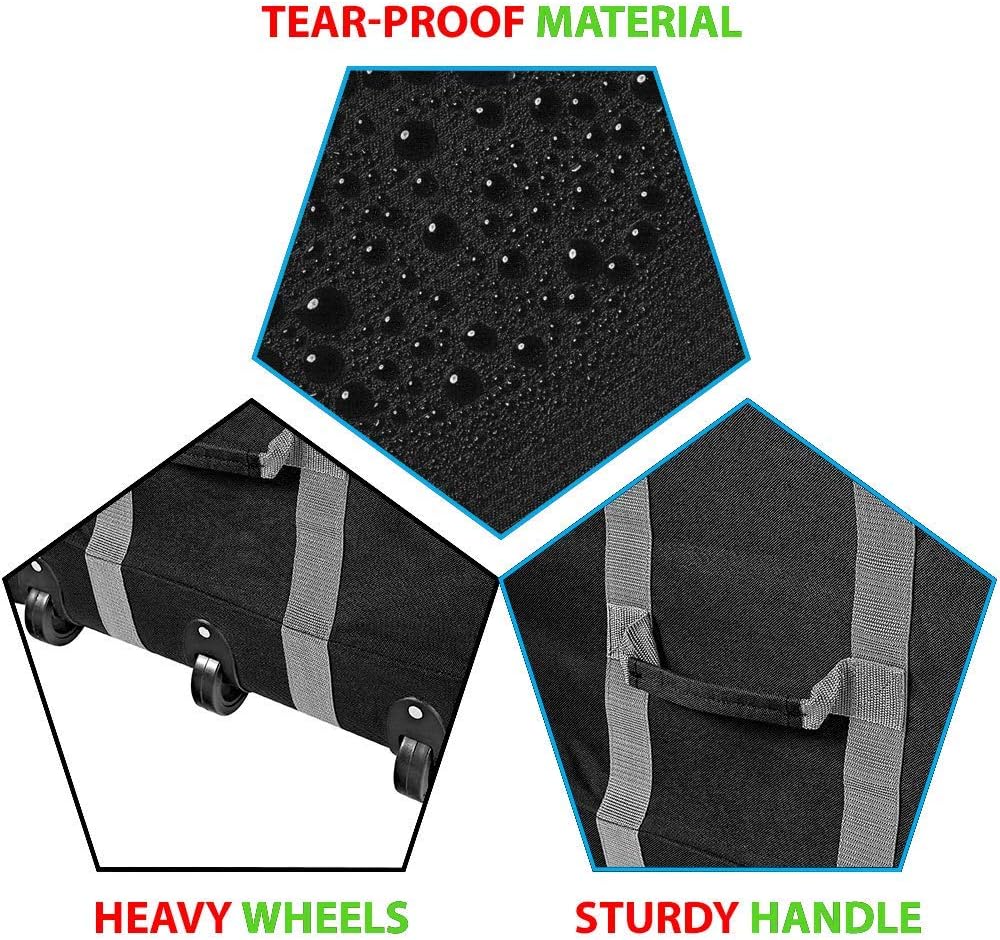 ProPik Rolling Christmas Tree Storage Bag, Fits Up to 9 Foot Tall Disassembled Trees, 25" X 25" X 60", Extra Large Heavy Duty Xmas Container with Wheels, Handles and Straps (Black)