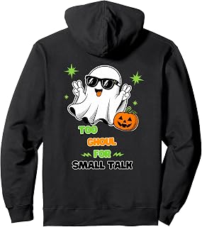 Retro Cool Halloween Outfit, Trending Ghost Fall Seasonal Pullover Hoodie