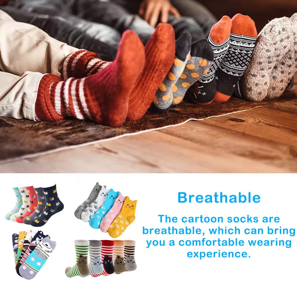 5 pares de calcetines de gato con diseño de animales encantadores y perros, calcetines de algodón a rayas, calentadores de piernas para mujeres y niñas, regalos para mujeres, estilo 1