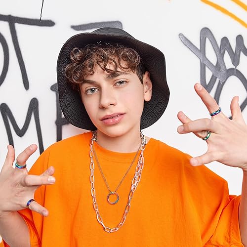 Miniatura 7 de Juego de 32 anillos de hematita auténtica, anillo de energía negativa, anillo de piedra de hematita no magnética, anillo de superficie curvada 6T,