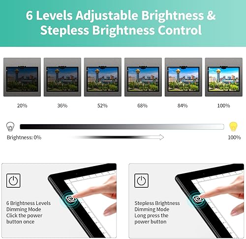 Vista 36 de TSOCOS Almohadilla de luz recargable A3, tablero de luz de pintura de diamante súper brillante, caja de luz portátil con pilas, 3 colores, 6 niveles