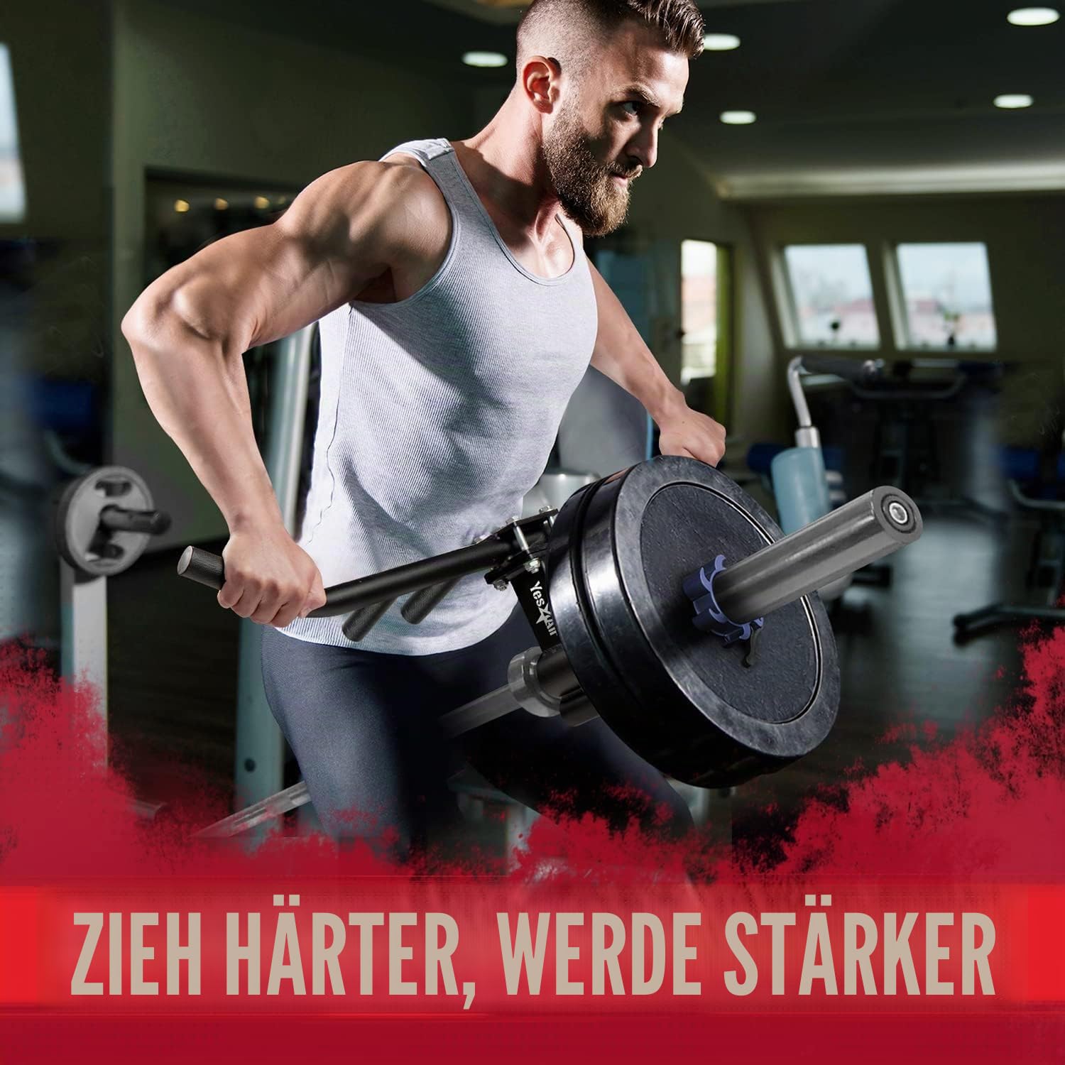 Yes4All Trainingsgerät Verstellbarer T-Bar-Reihenaufsatz, D-Reihengriff/Landminengriff-Befestigung mit strukturierten Gummigriffen