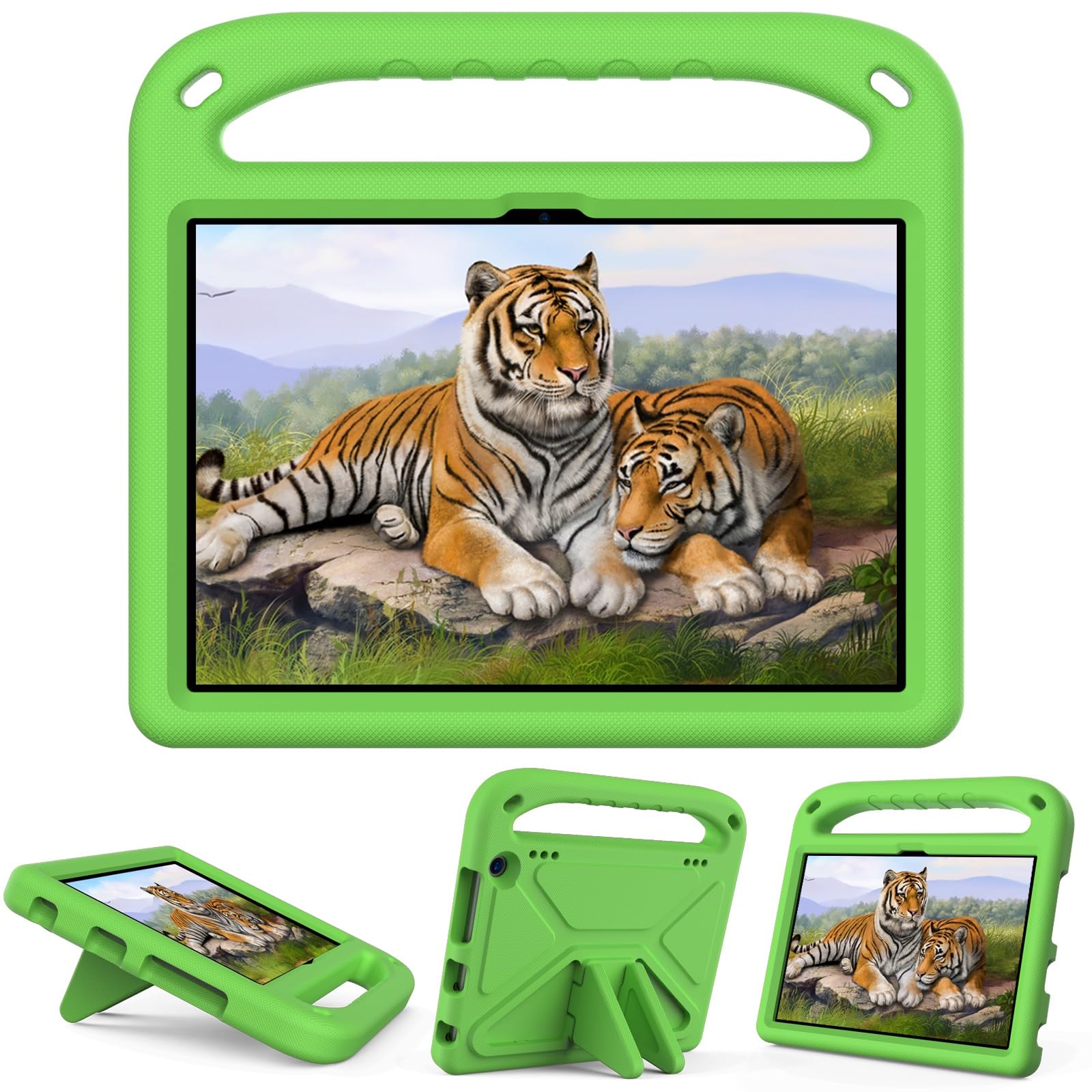 Ochronne etui na tablet Kompatybilny z Kindle Fire HD8/HD 8 Plus 2022 2020, amortyzujący wstrząsy, z uchwytem, ​​EVA, uchwytem, ​​solidne etui na tablet dla dzieci, lekkie Pełna ochrona(Ye?il)