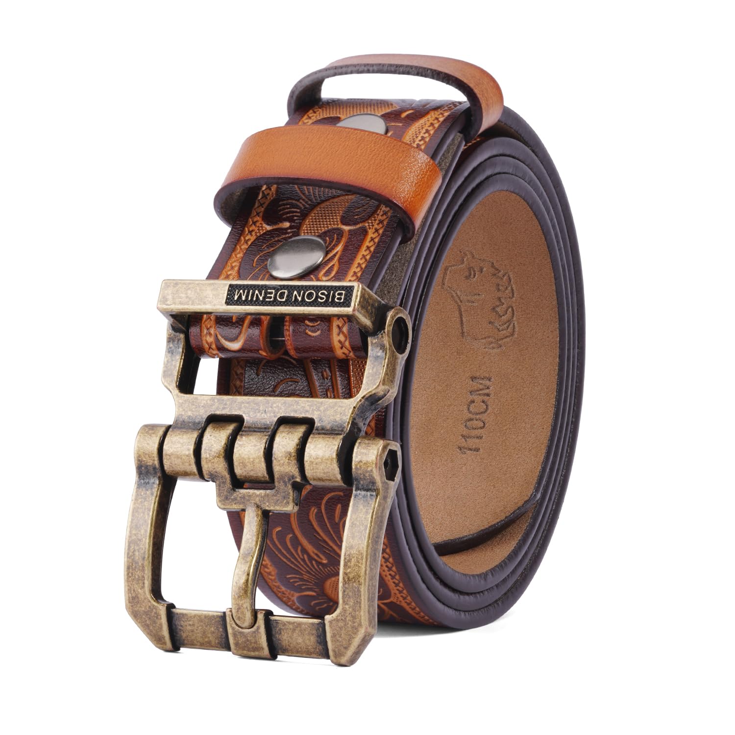 Men's Genuine Leather Casual Belt, Classic Western Cowboy Dress Belts