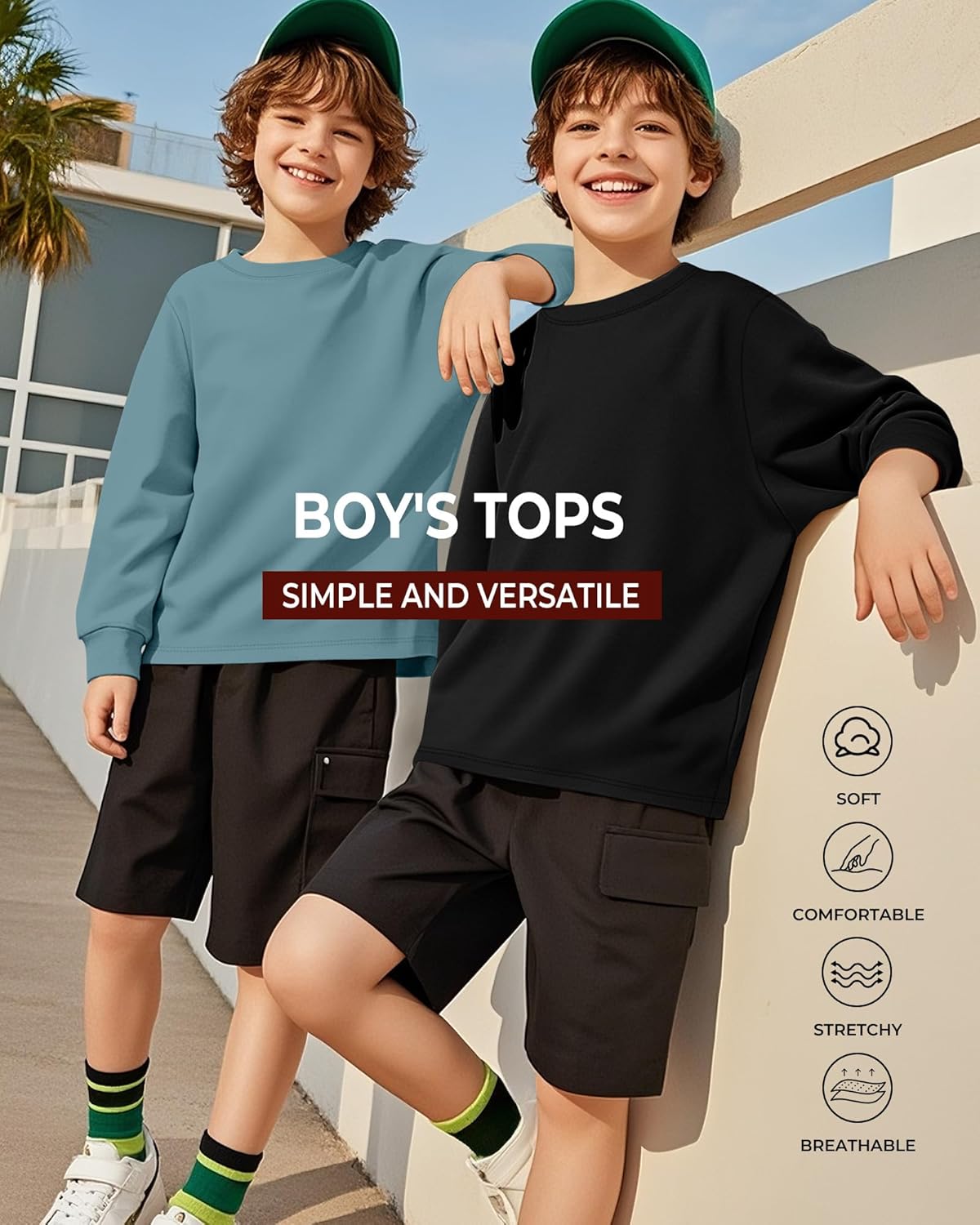 3 Pack Long Sleeve Shirts for Boy Crewneck Youth Undershirts Loose Kids Tops Winter Fall Basic Tee Pullover - Image 5