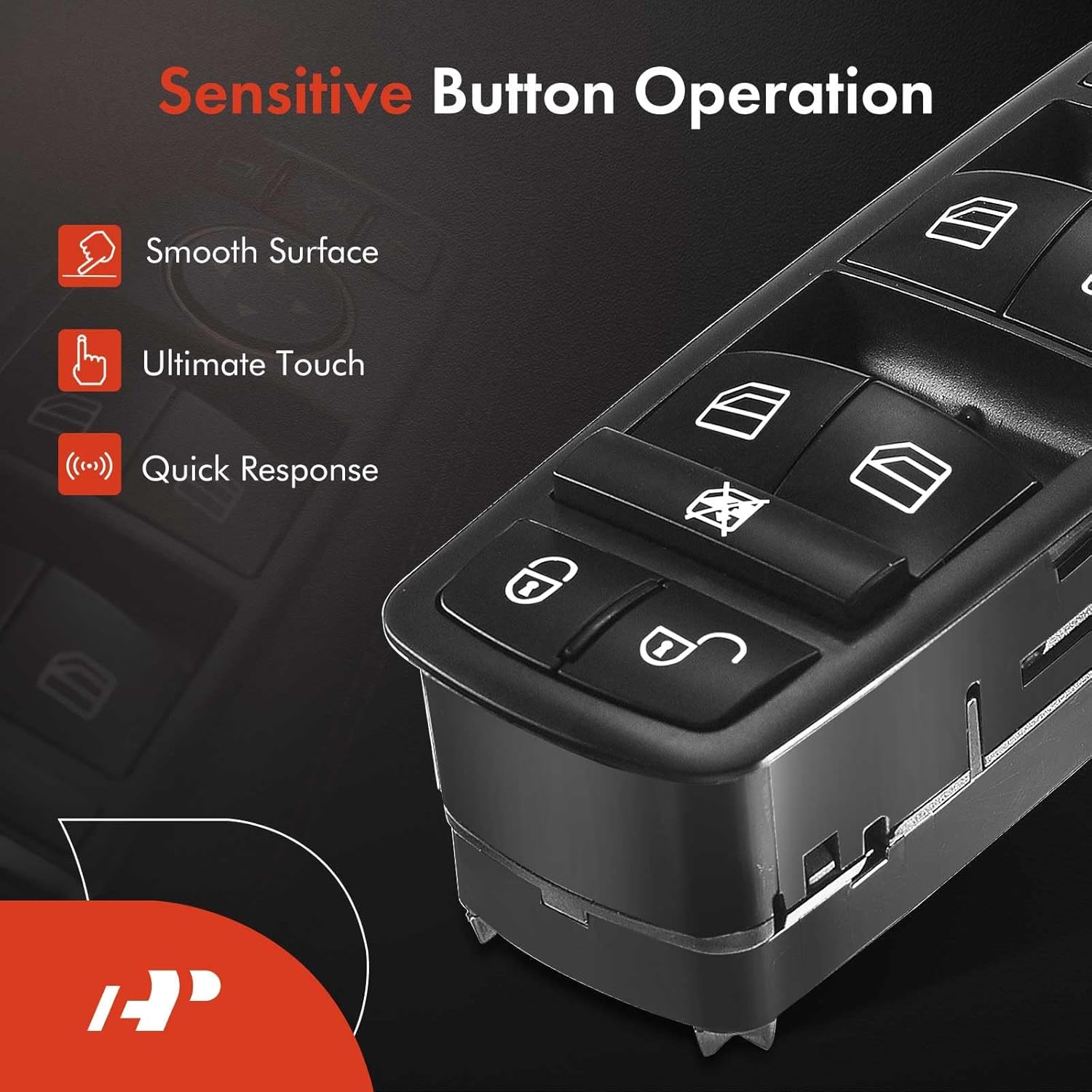 A-Premium Master Power Window Switch Compatible with Mercedes-Benz A160 2004-2005, A190 2004-2005, B180 2012, B200 2006-2011, Black, Front Left Driver Side, Replace# A1698206710