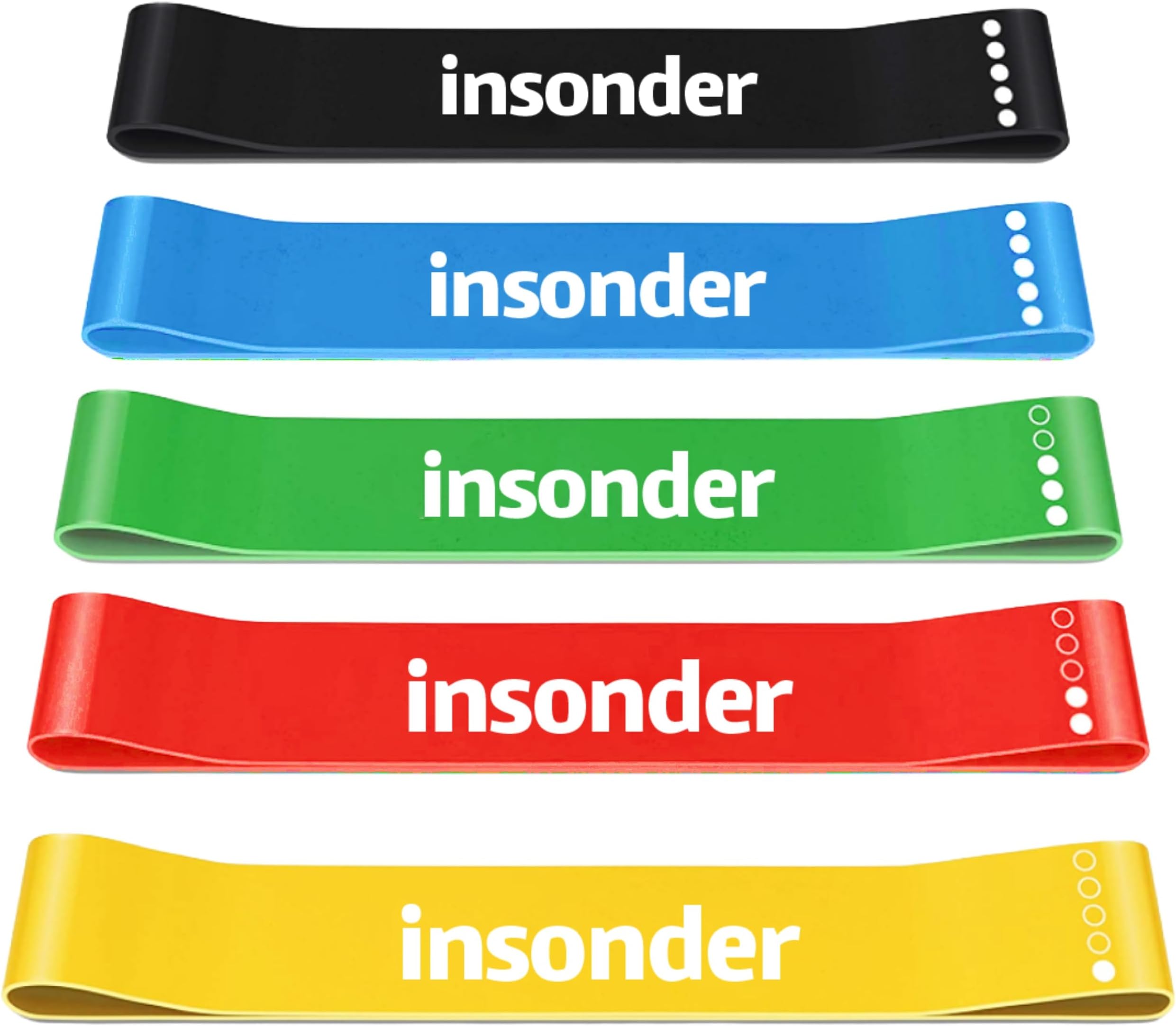 Mini Bands Set - Loop Resistance Bands for Leg Exercise, Fitness, Workout, Stretch (5X) 12 Inch by Insonder