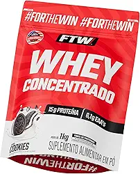 FTW Whey Concentrado com Proteína Concentrada WPC, Suplemento Alimentar em Pó com 15g de Proteína por Porção, Rico em Aminoácidos Essenciais, Sem Glúten – Refil 1KG (Cookies)