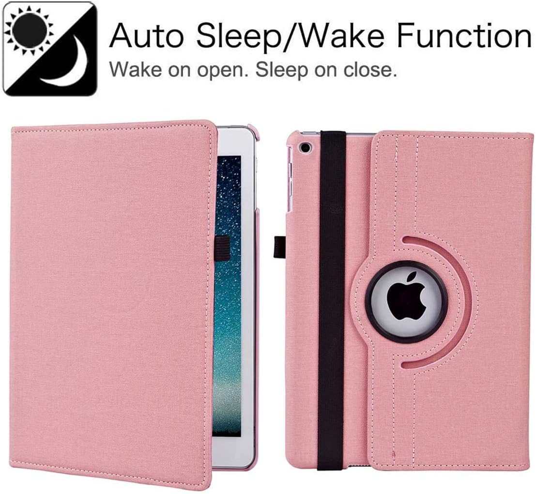 iPad Mini 1/2/3 Case 360 Degree Rotating Stand Case Cover with Auto Sleep/Wake Feature Smart Fashionable Denim Fabrics Cover for iPad Mini 3 case/ipad Mini 2 case/ipad Mini 1 case(Pink-NZ)