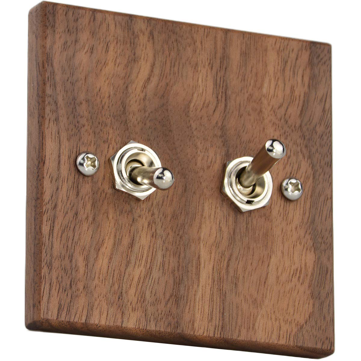 Walnut Wall Switch Panel Retro Switch Handmade 10A 110V-250V Brass Lever 2 GANG