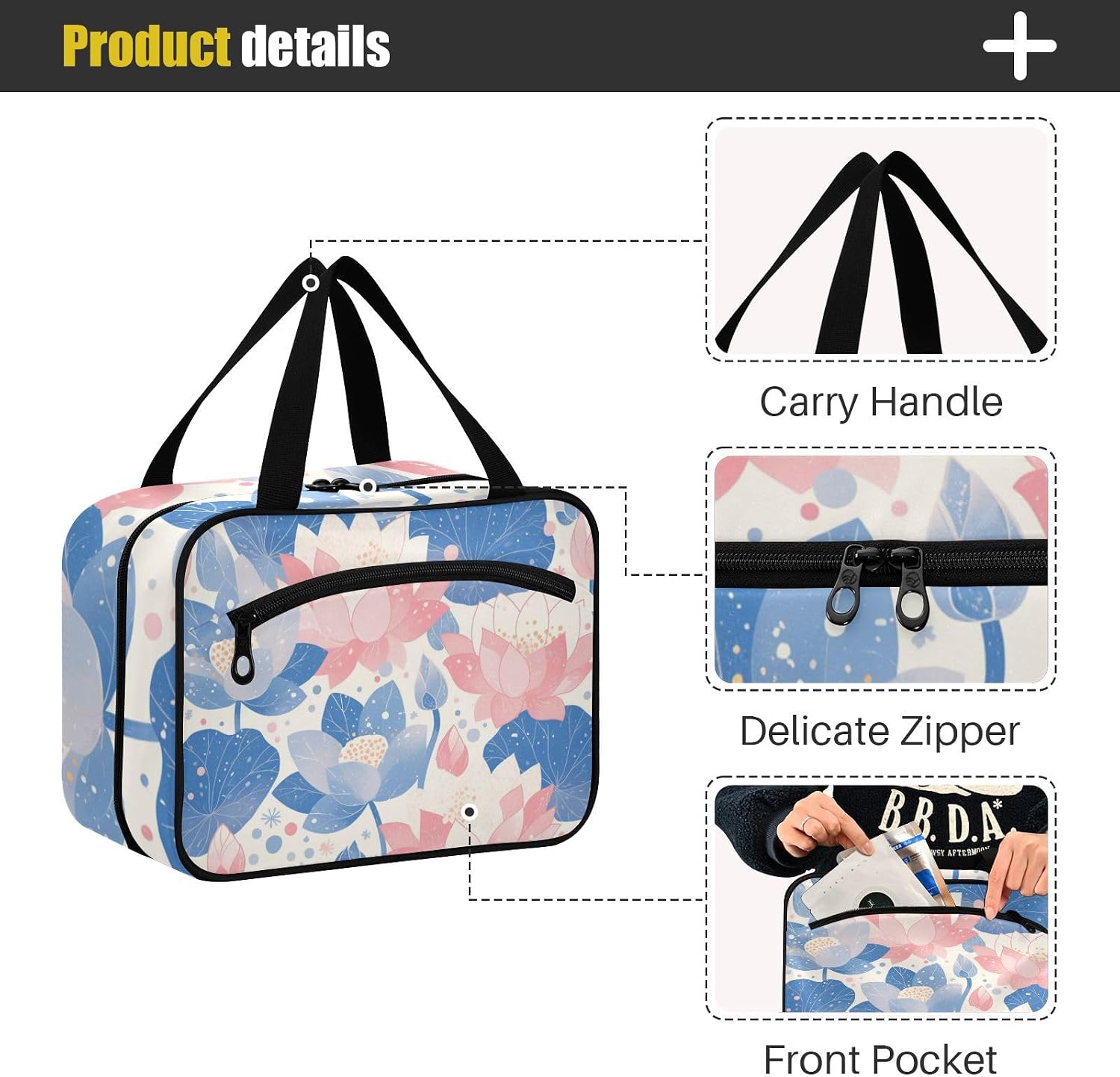 Flower Summer Pastel Hanging Travel kit with Hook, Designer Necessities Toiletry kit for Traveler Trip bolso de para Mujer L