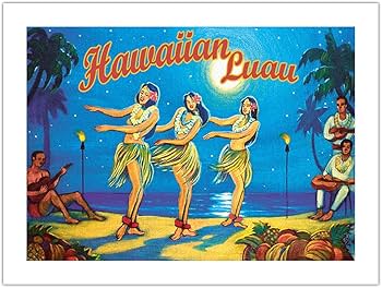 Amazon.com: Hawaiian Luau - Hawaii Hula Dancers - Vintage Hawaiian