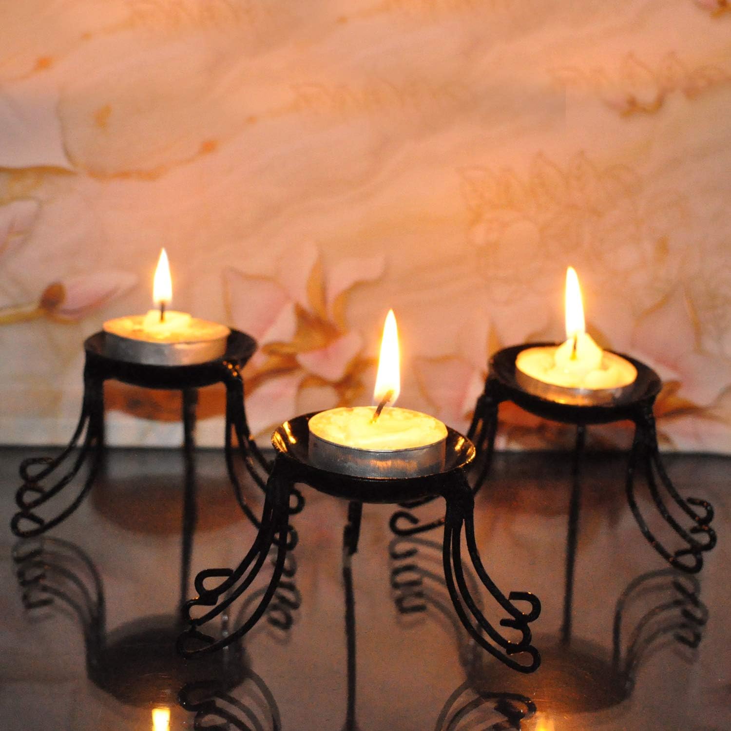 Lalhaveli Set of 3 Indoor Outdoor Wedding Parties Lighting Décor Black Wrought Iron (2X2X2.5 Inch)