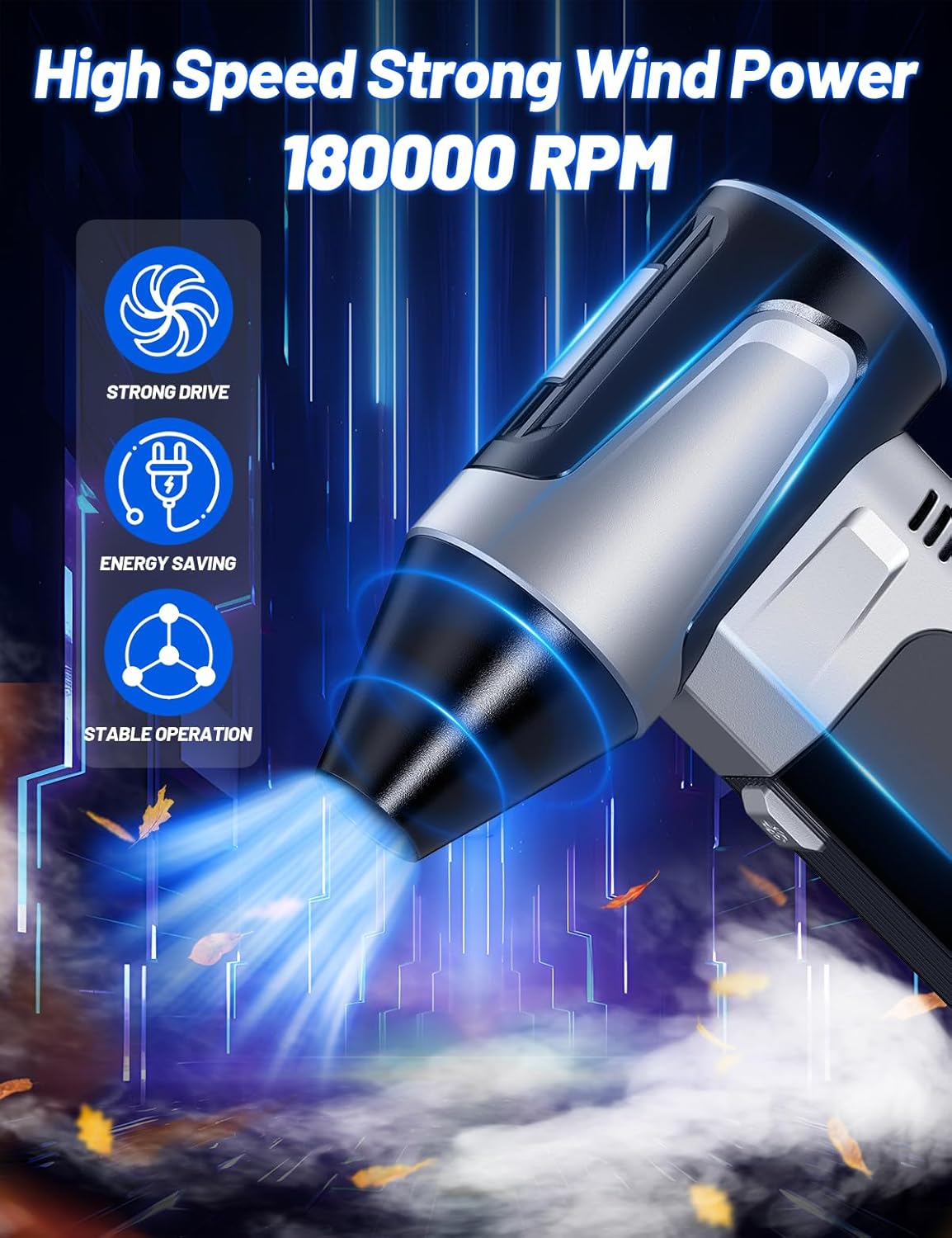Compressed Air Duster Electric Air Duster Blower Rechargeable 180000RPM with 3 Gear Adjustable Compressed Air Blower Mini Blower Electric for Keyboard PC Home Cleaning Outdoor Car Cleaning