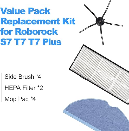 Miniatura 2 de Tyfrozn Kit de accesorios de aspiradora de repuesto para Roborock S7 S7+ Roborock S7 MaxV, S7 MaxV Plus, T7 Plus T7S Plus reutilizable para piso