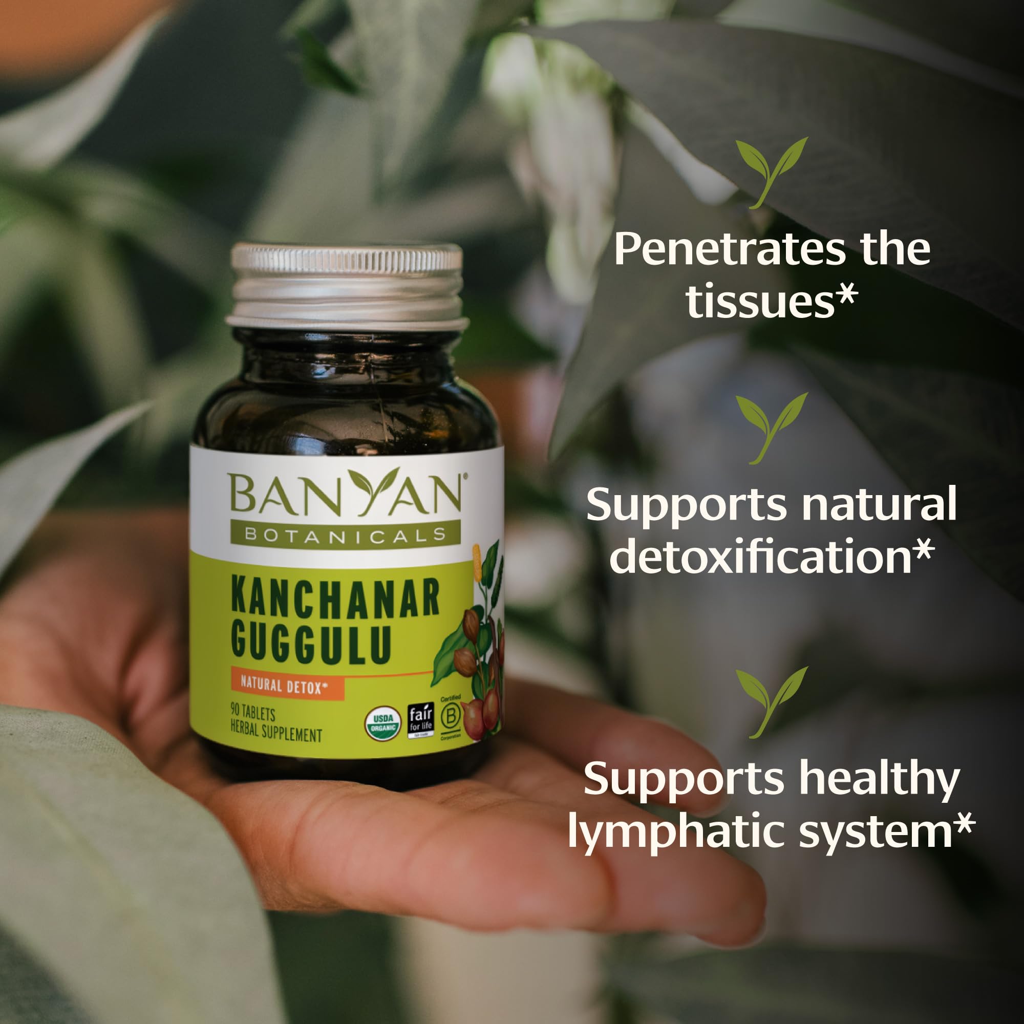 Banyan Botanicals Kanchanar Guggulu Tablets – Organic Lymph Supplement with Guggulu Resin – Promotes the Healthy Elimination of Natural Toxins* – 90 Tablets – Non-GMO Sustainably Sourced Vegan — Amazon image 2