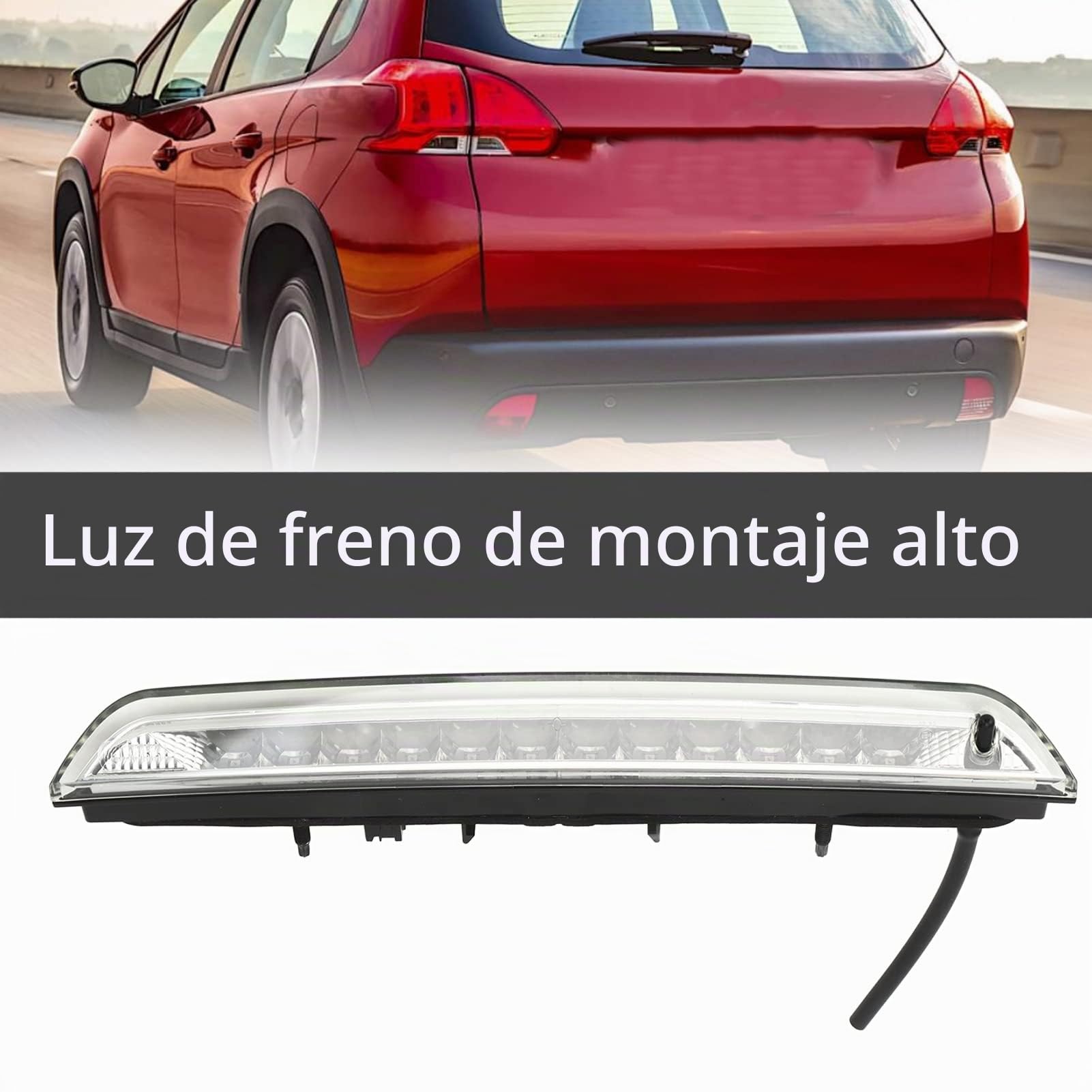 Ymiko Reemplazo de Luz de Freno de Montaje Alto de 15W para 2008 308 SW II 508 SW, 12V 6351LX Tercera Lámpara de Freno Luz de Freno de Montaje Alto Impermeable, Tercera Luz de