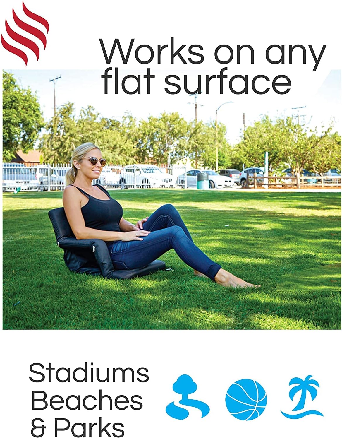 POP Design The Original Hot Seat, Heated Stadium Bleacher Seat, Reclining Back and Arm Support, Thick Cushion, 4 Storage Pockets Plus Cup Holder (Battery Pack Not Included) : Sports & Outdoors