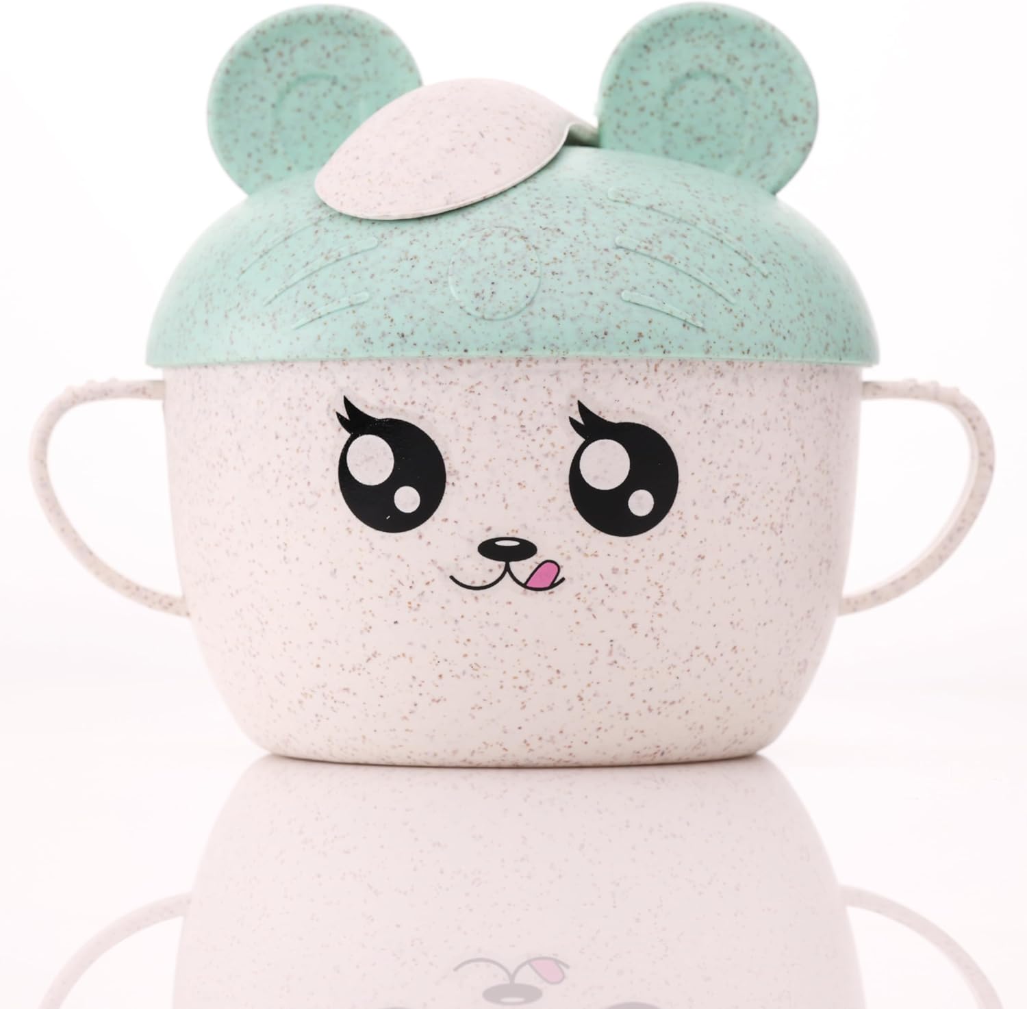 Tazón de paja de trigo con tapa y cuchara, sin bisfenol A, cuencos para aperitivos, platos ligeros, reutilizables, aptos para microondas y