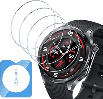 HidWee Compatible with OnePlus Watch 3 Tempered Glass Screen Protector, 4 Pieces HD Tempered Glass Film, Bubble-Free, Anti-Scratch Hardness 9H Film