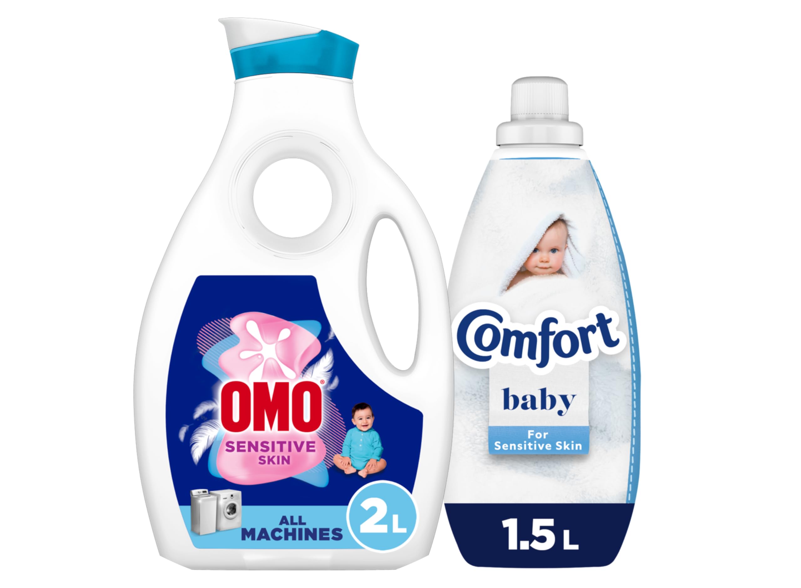 & Comfort, Liquid Detergent & Fabric Softener, for sensitive skin, 2L + 1.5L