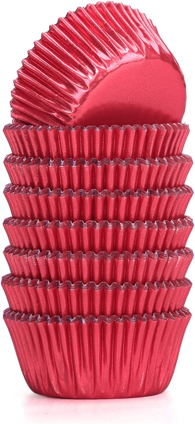 Vibrille Mini Cupcake Liners Red Foil Baking Cups, 300-count