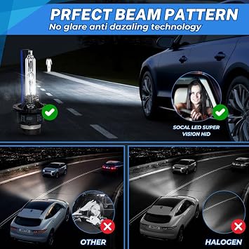 SOCAL-LED LIGHTING D2S 35W Xenon HID Headlight Bulbs - 6000K Crystal White - 66040 66240 85122 OEM High Low Beam Direct Replacement - Pack of 2