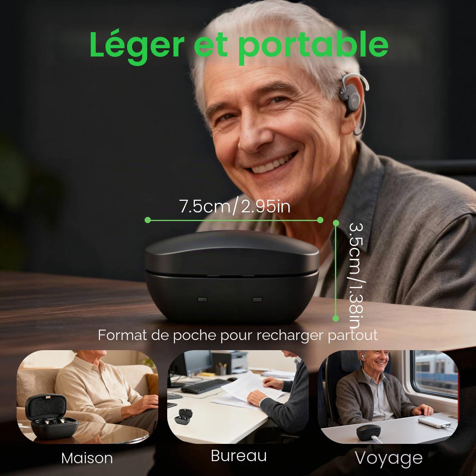 Lot de 8 piles rechargeables 312 pour appareils auditifs avec chargeur de batterie, piles rechargeables taille 312 et étui de chargement, autonomie de 8 à 10 heures pour appareils non Bluetooth (8