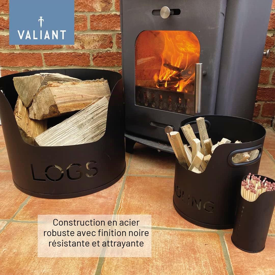 Valiant FIR230 Lot de 3 boîtes de rangement en métal pour cheminée - 30 x 36 x 36 cm