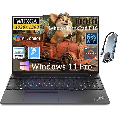 Lenovo ThinkPad E16 Business Laptop, 16" WUXGA Anti-Glare Display, AMD Ryzen 5 7530U(> i7-1165G7,Up to 4.5GHz), 16GB RAM, 512GB SSD, Fingerprint, Backlit,Wi-Fi 6,Windows 11 Pro,RJ-45,with 5 in 1 Hub