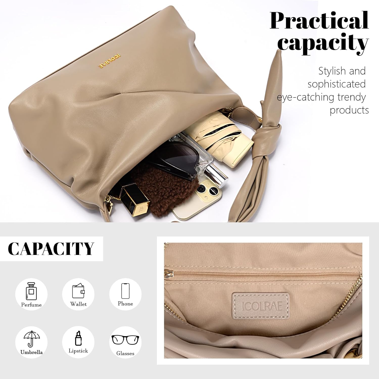 Shoulder Bags for Women, Trendy Underarm Purse Hobo Tote Handbag with Zipper Closure - Image 4